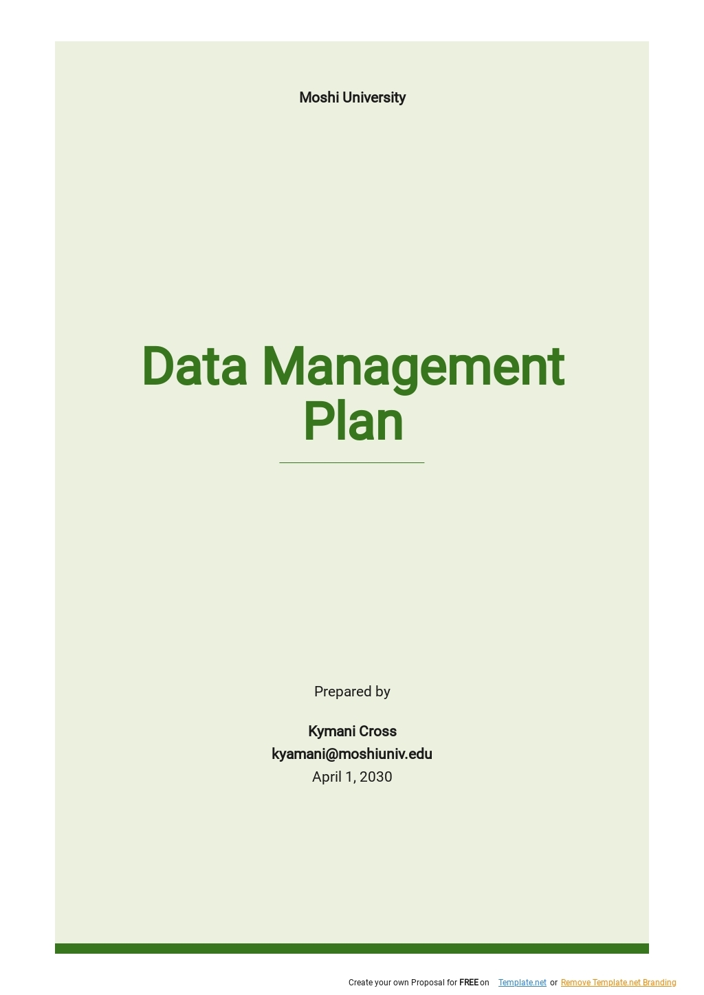 data management plan template
