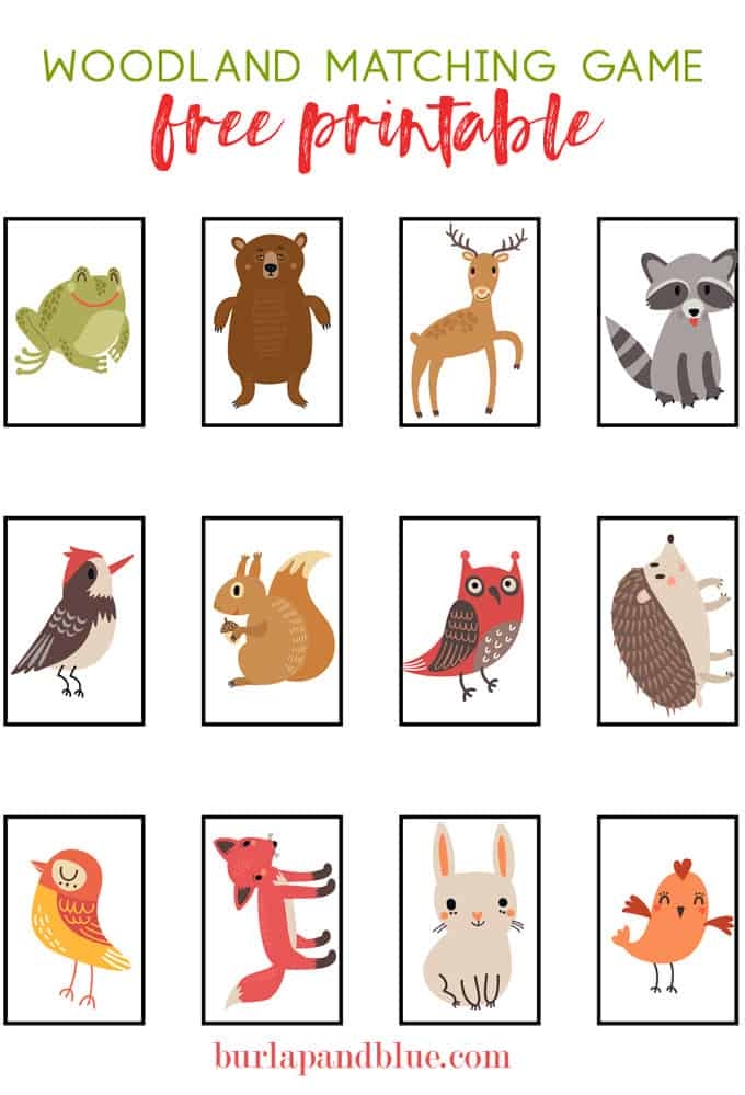 free printable baby animals woodland game