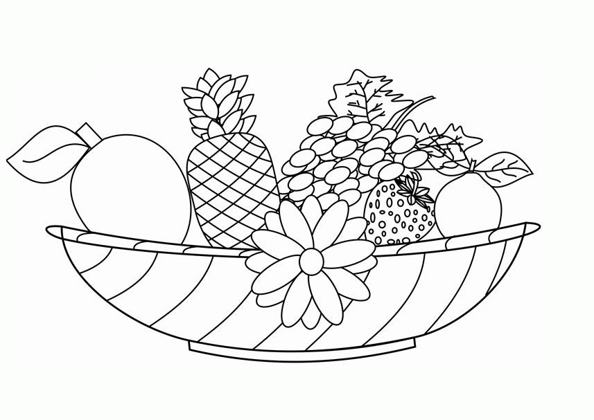 Fruit Basket Colouring Pages Fruit Coloring Basket Printable Waldo