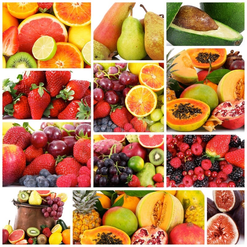 Fruit Collage On White Background Stock Image Image Of Group Avocado 