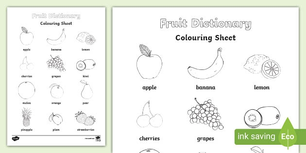 Fruit Dictionary Coloring Sheet Teacher Made 