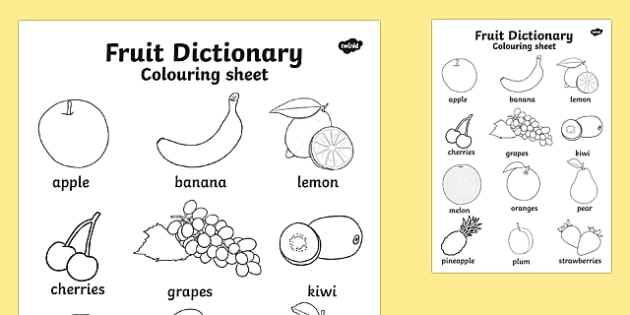 Fruit Dictionary Coloring Sheet teacher Made 