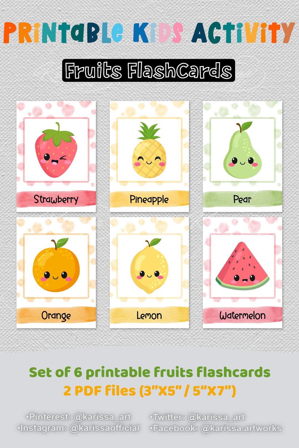 Fruit Flash Cards Printable For Kids