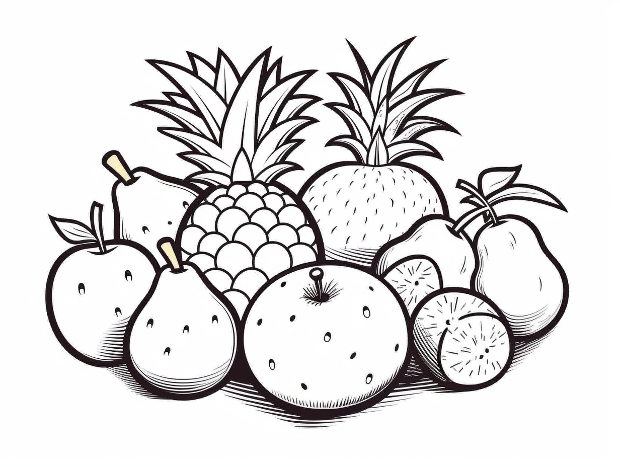 Fruit Mix Drawing To Color Coloring Page