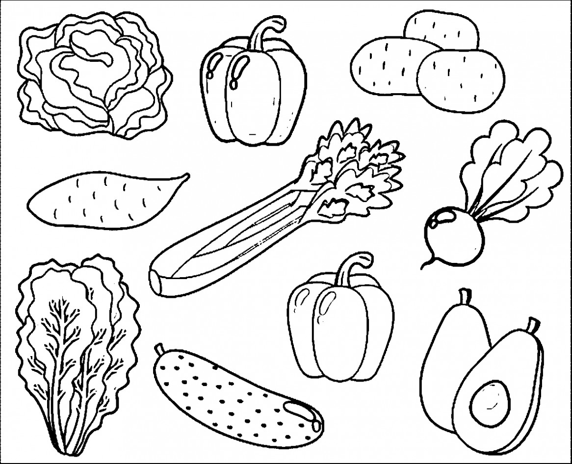 Fruits And Vegetables Drawing Black And White At PaintingValley
