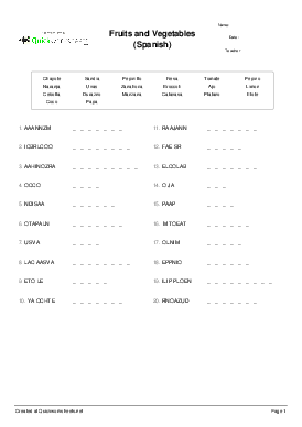 fruits and vegetables in spanish with pictures