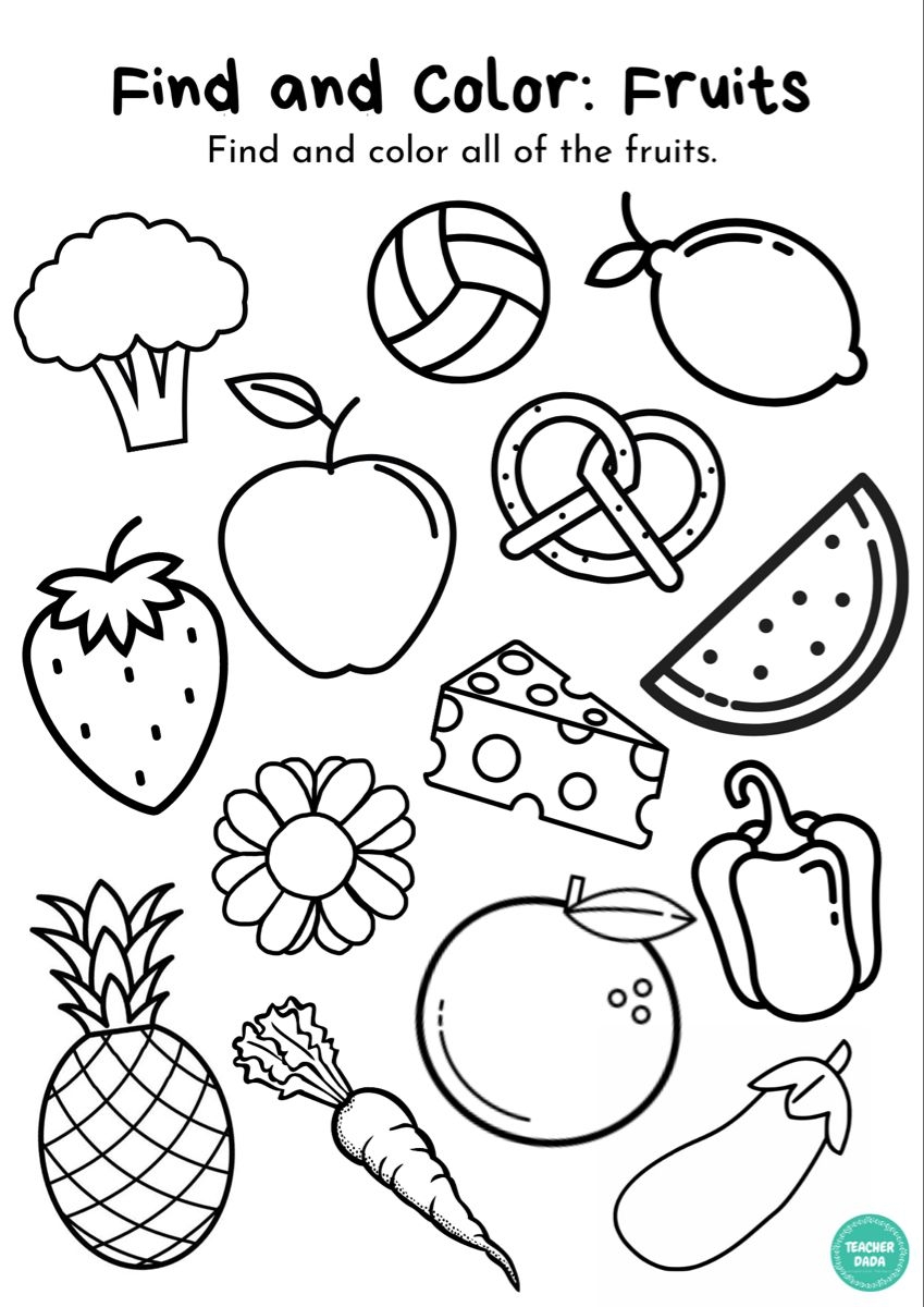 Fruits Coloring Worksheet Kindergarten Worksheets English Worksheets