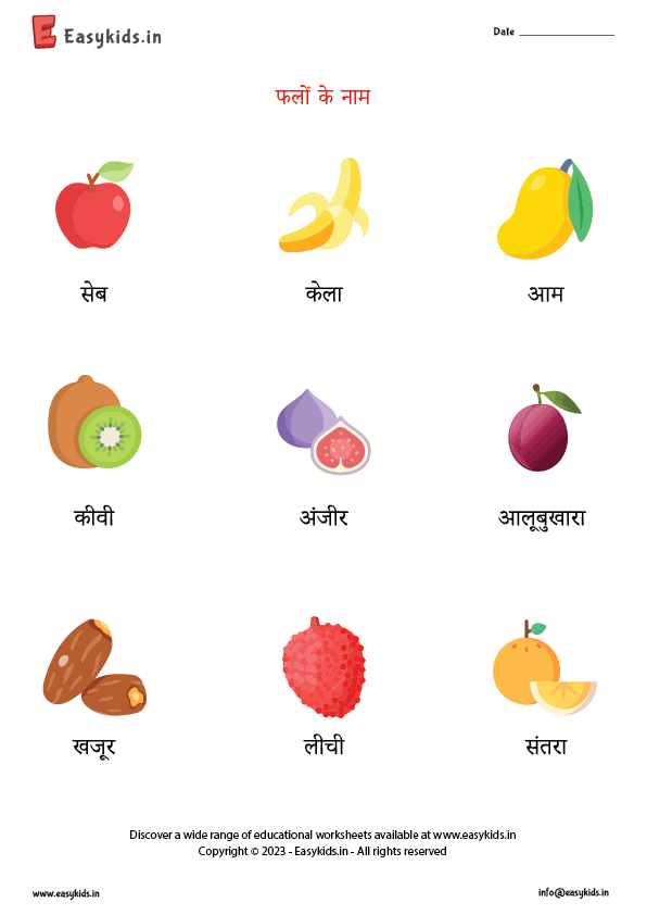 Fruits Name Hindi EasyKids in