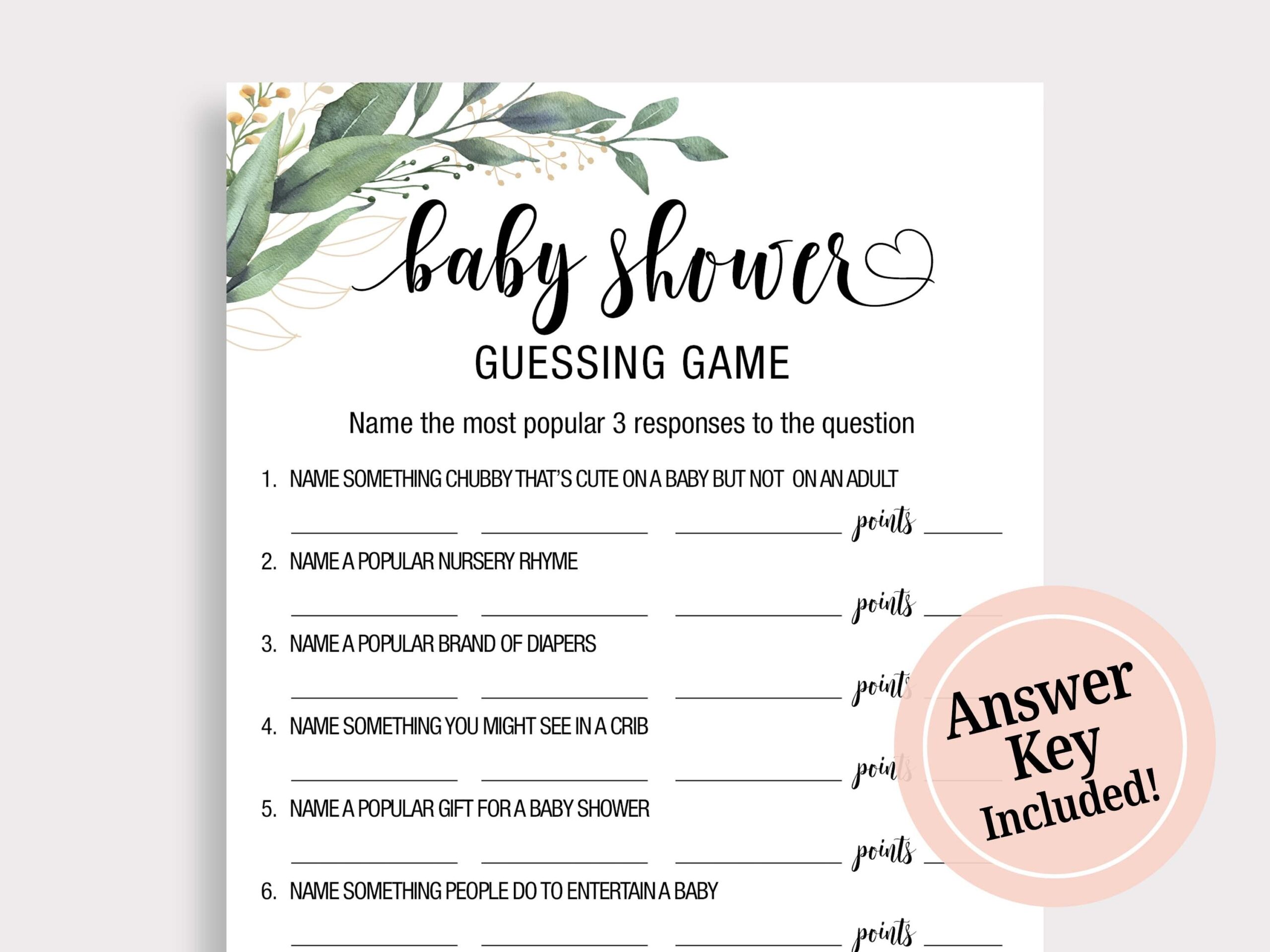 Fun Baby Shower Game Printable Baby Shower Guessing Game Etsy