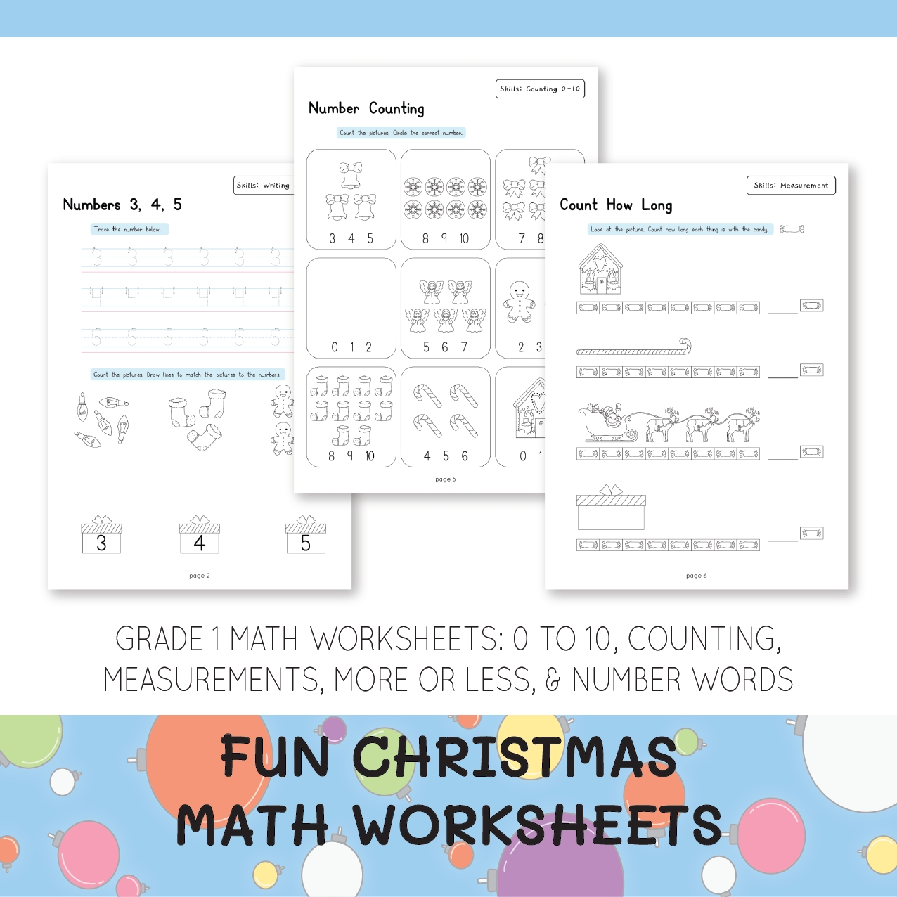 fun christmas math worksheets
