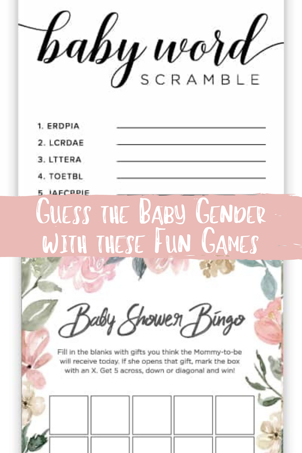 free printable baby gender reveal games