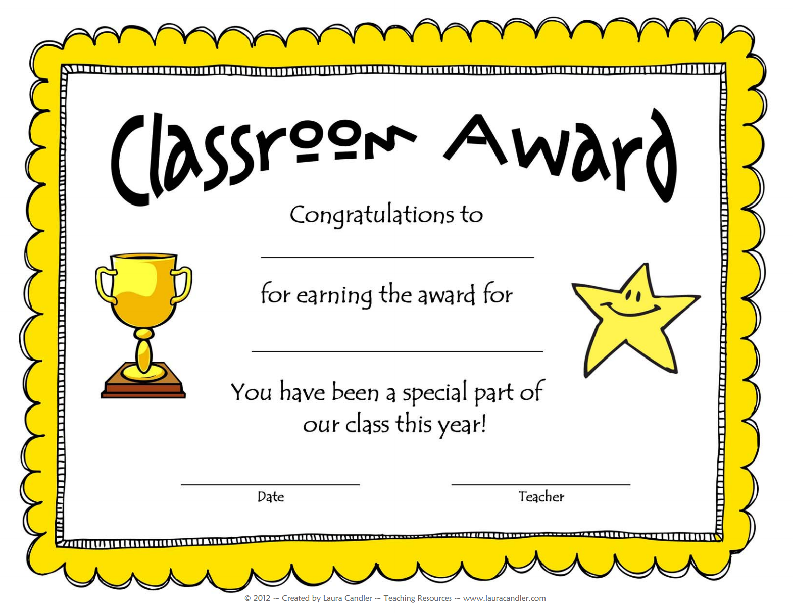 General Awards For Students Printable Free Mary W Macek
