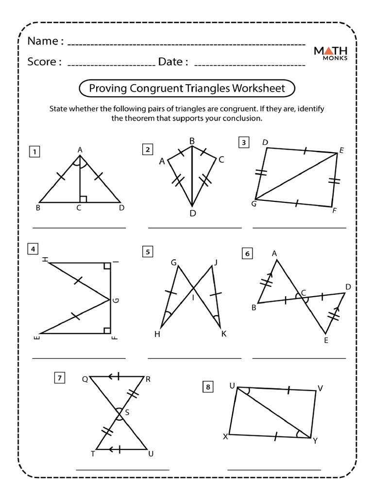 Geometry Worksheet 4 3 Congruent Triangles Name Worksheets Library