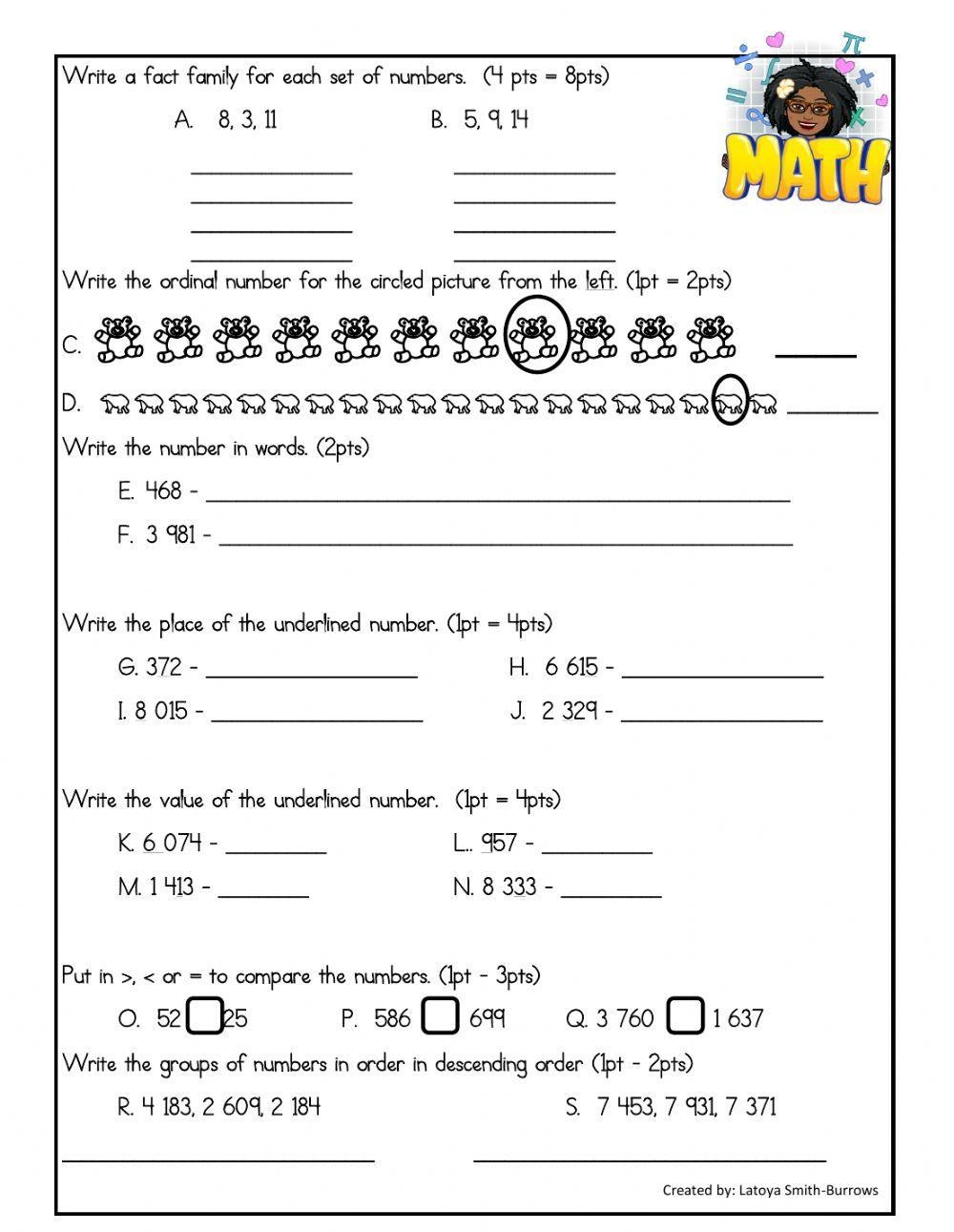 Grade 3 Math Review Worksheet Live Worksheets Worksheets Library