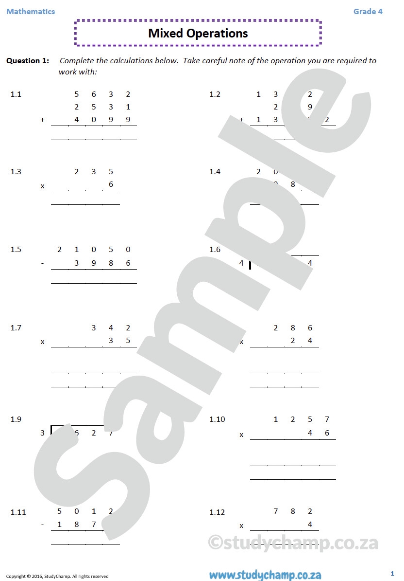 Grade 4 Math Worksheetspack Worksheets Library