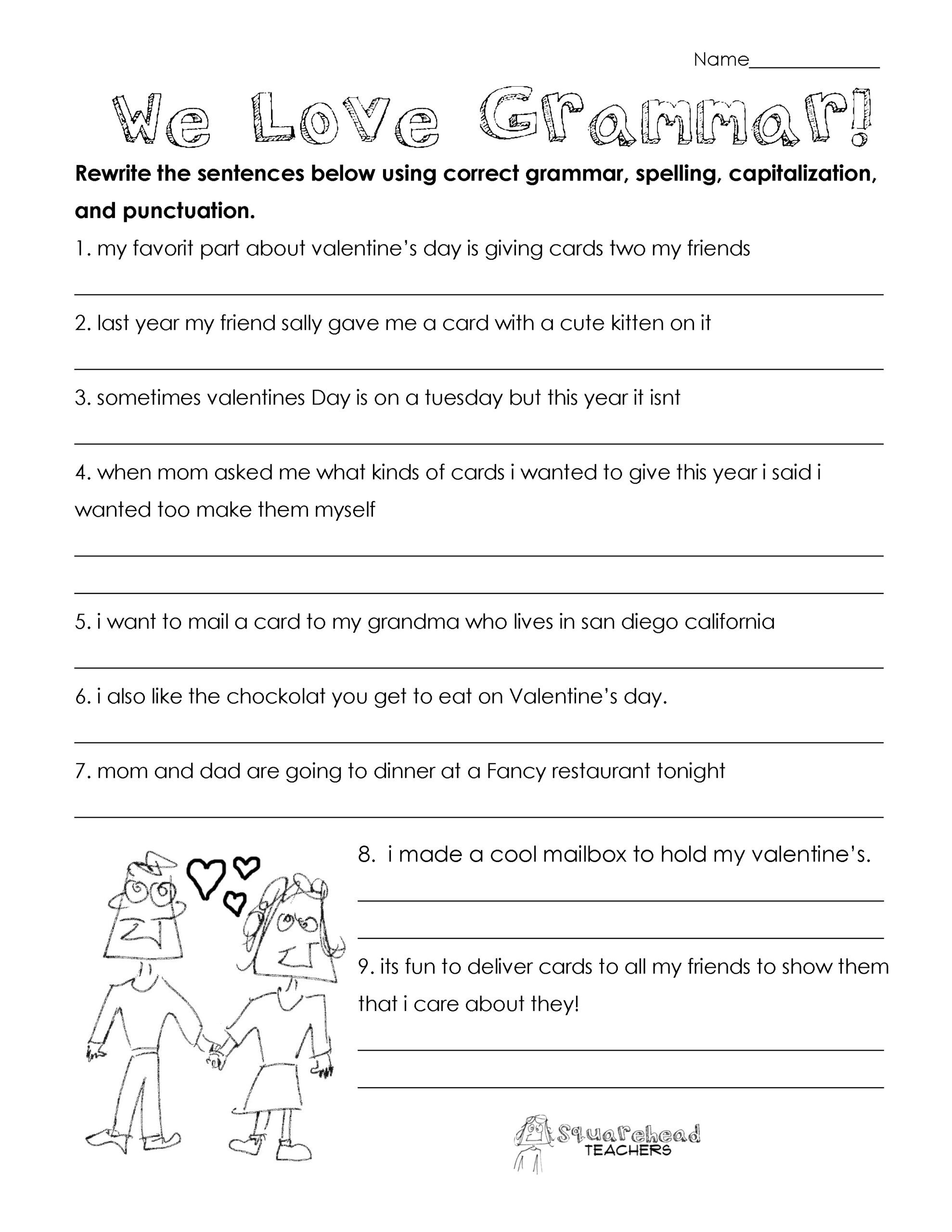 free printable grammar activities