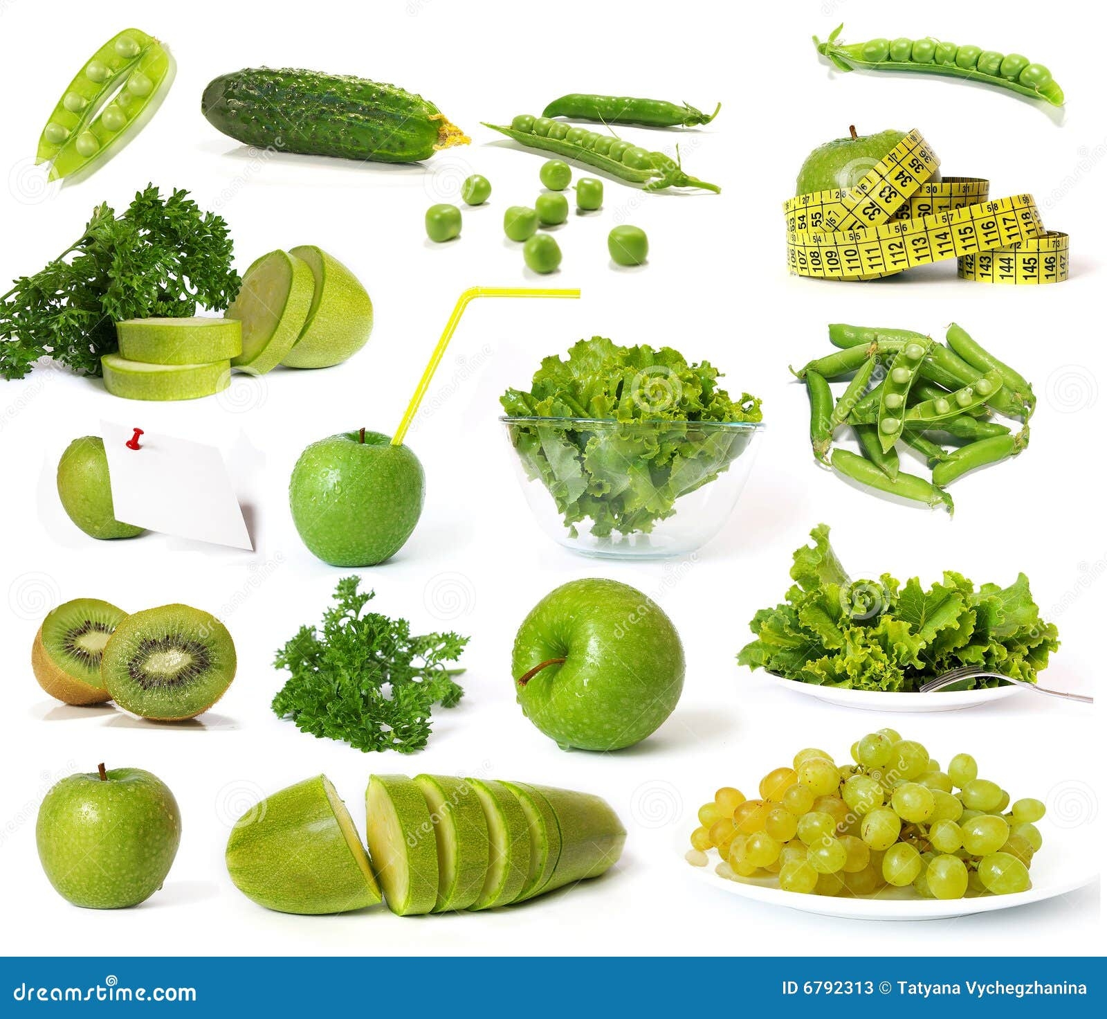 Green Coloured Fruits And Vegetables Printable Templates Protal