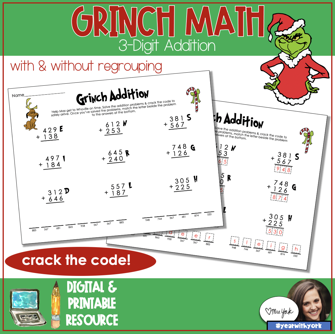 Grinch Math Worksheets