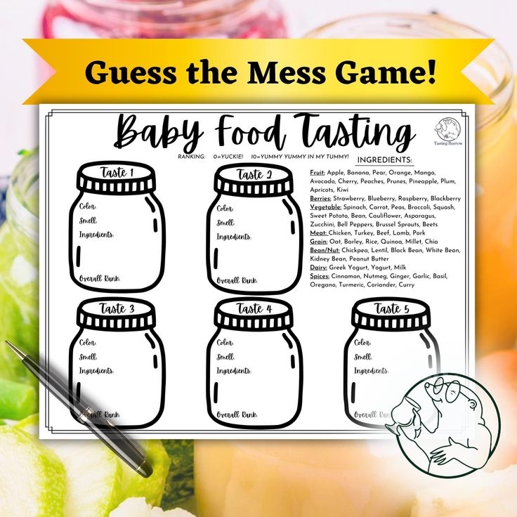 free printable baby food shower game