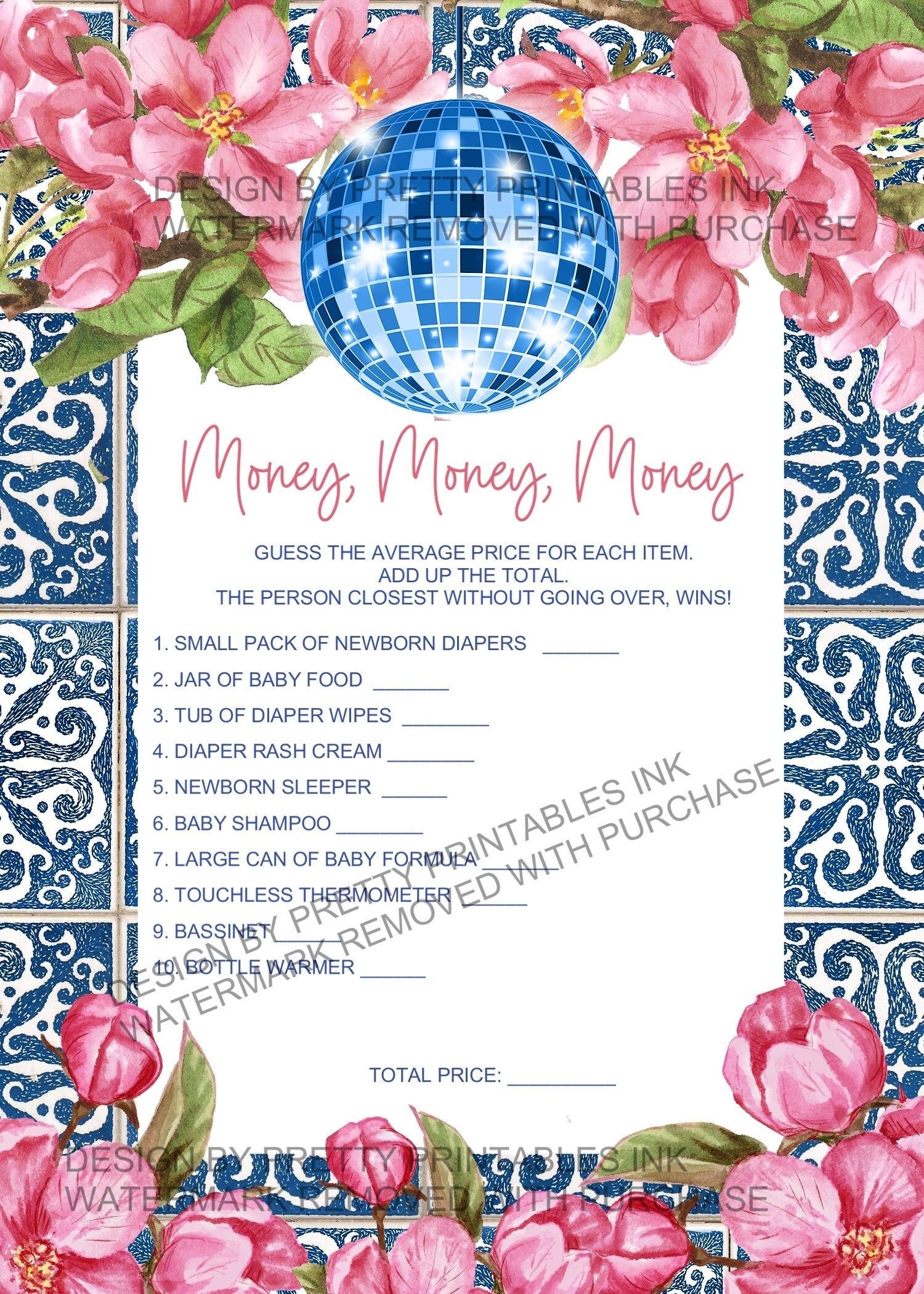 free printable baby shower game the price is right girl