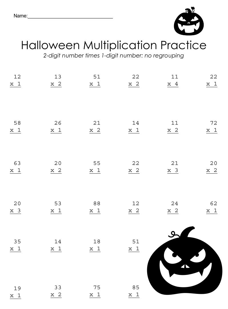 free printable halloween math worksheets