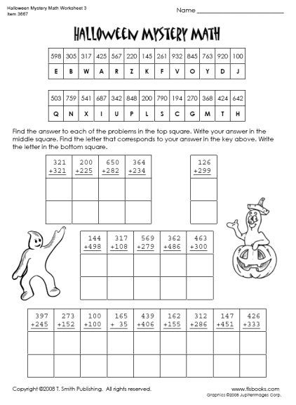 Halloween Mystery Math Worksheet For Students To Practice Numbers And