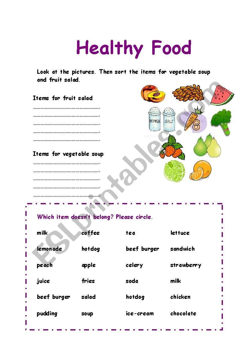 Healthy Eating Activities For Esl Students Pdf Free Infoupdate