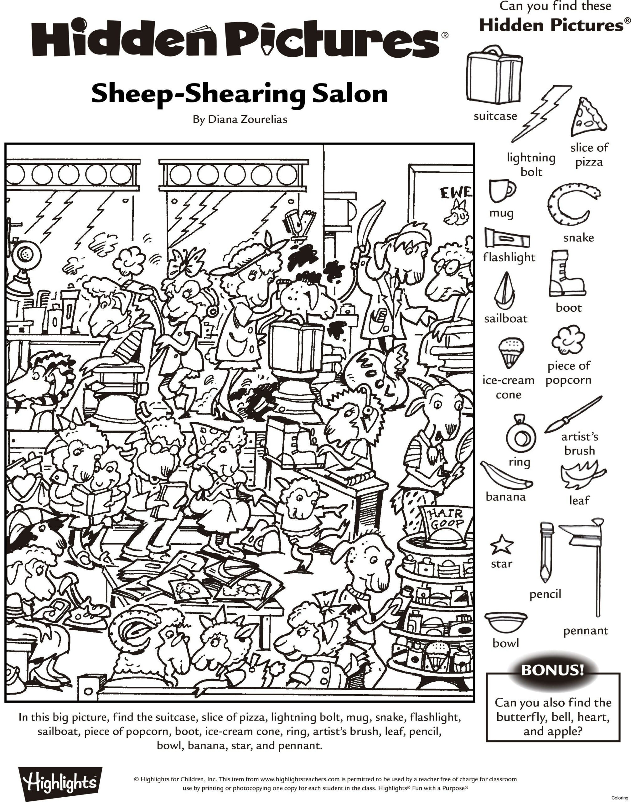 free hidden pictures printable worksheets