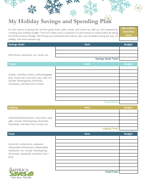 Holiday Savings And Spending Plan Download Printable PDF Templateroller