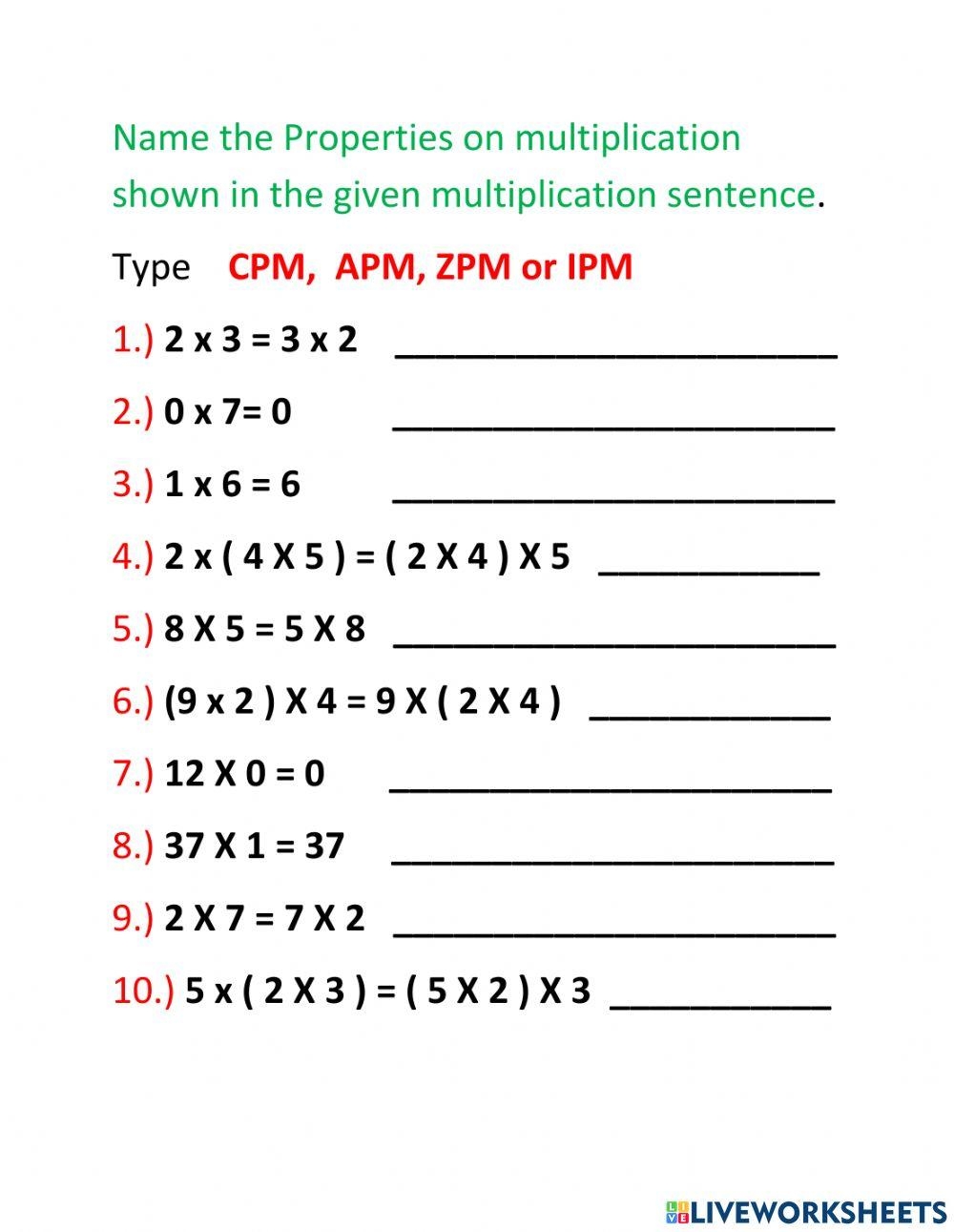 Identity Property Worksheets Lesson Worksheets Library