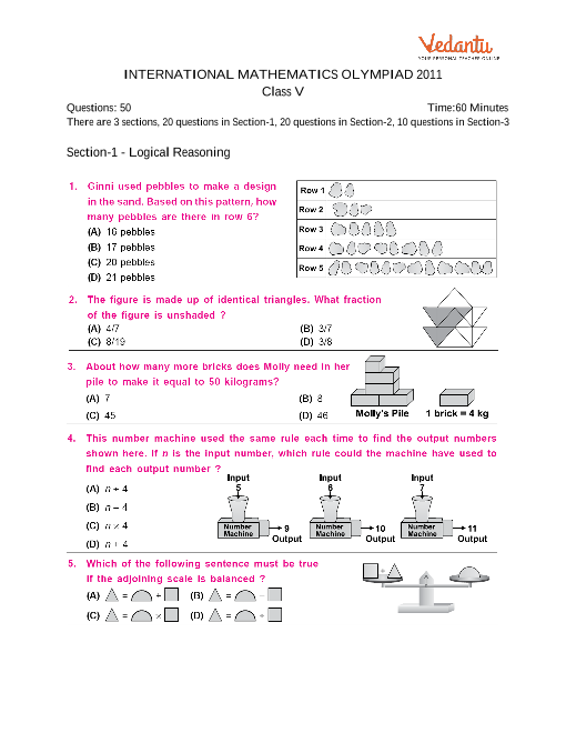 maths olympiad for class 5 worksheets pdf with answers