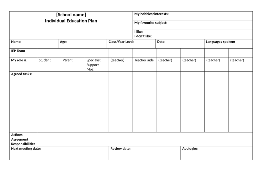 education plan template