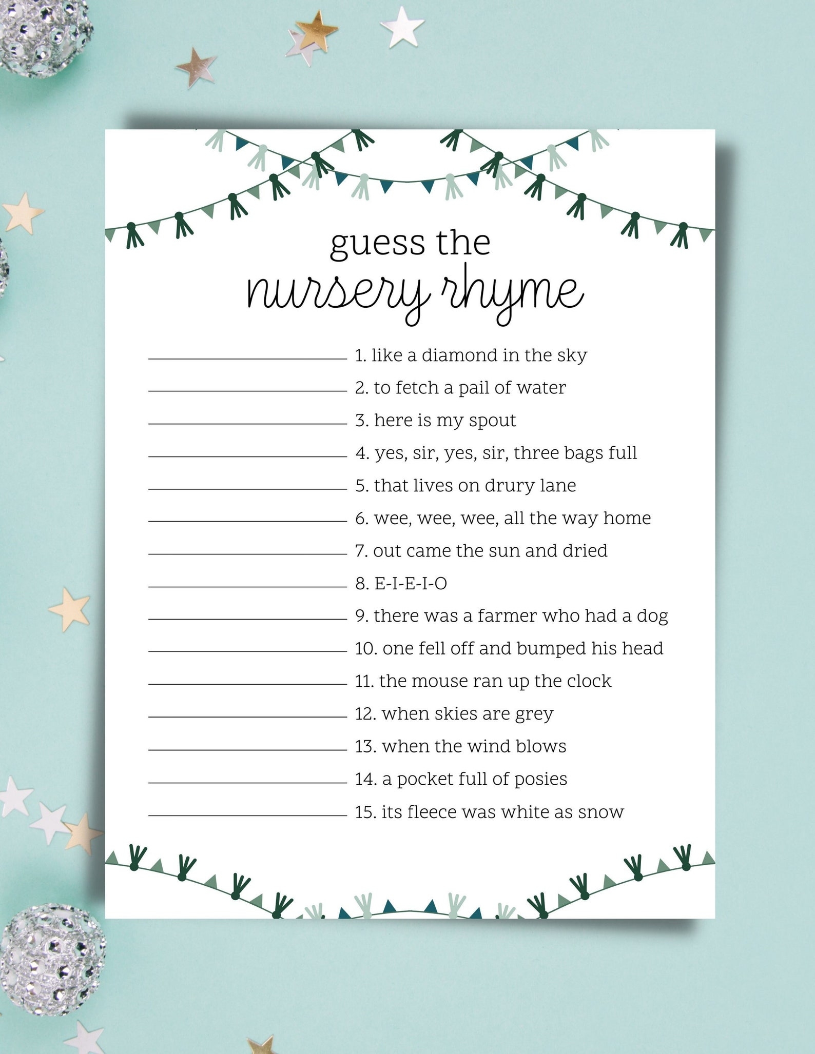 free printable baby shower finish the nursery rhyme game