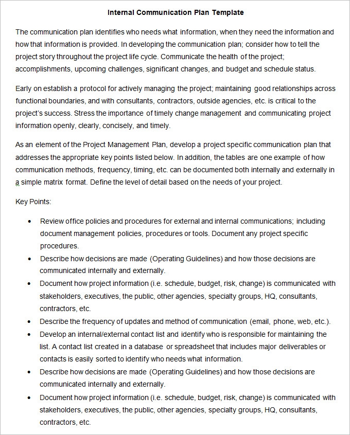 Internal Comms Plan Template