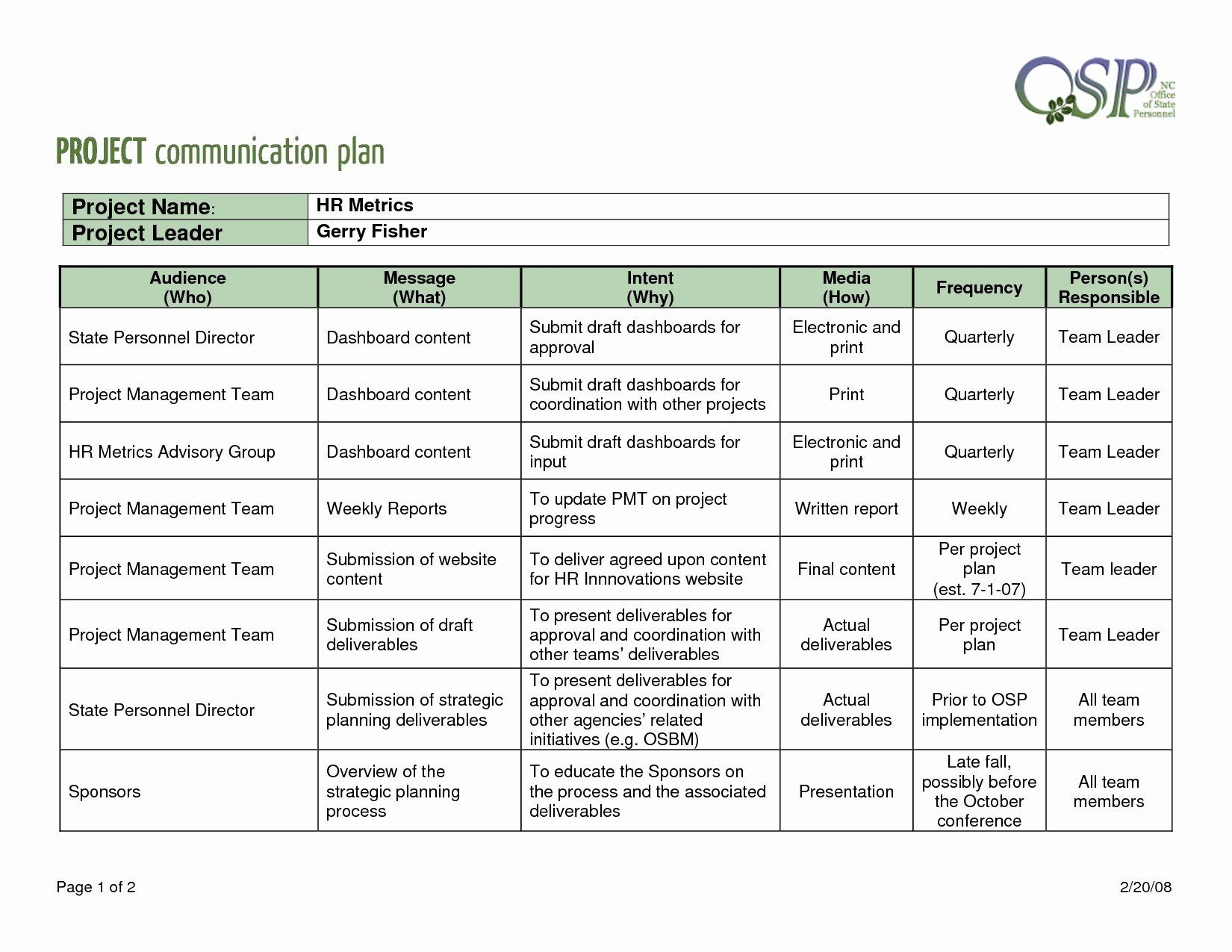 Internal Comms Plan Template