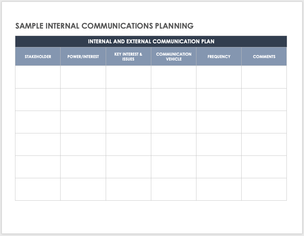 internal comms plan template