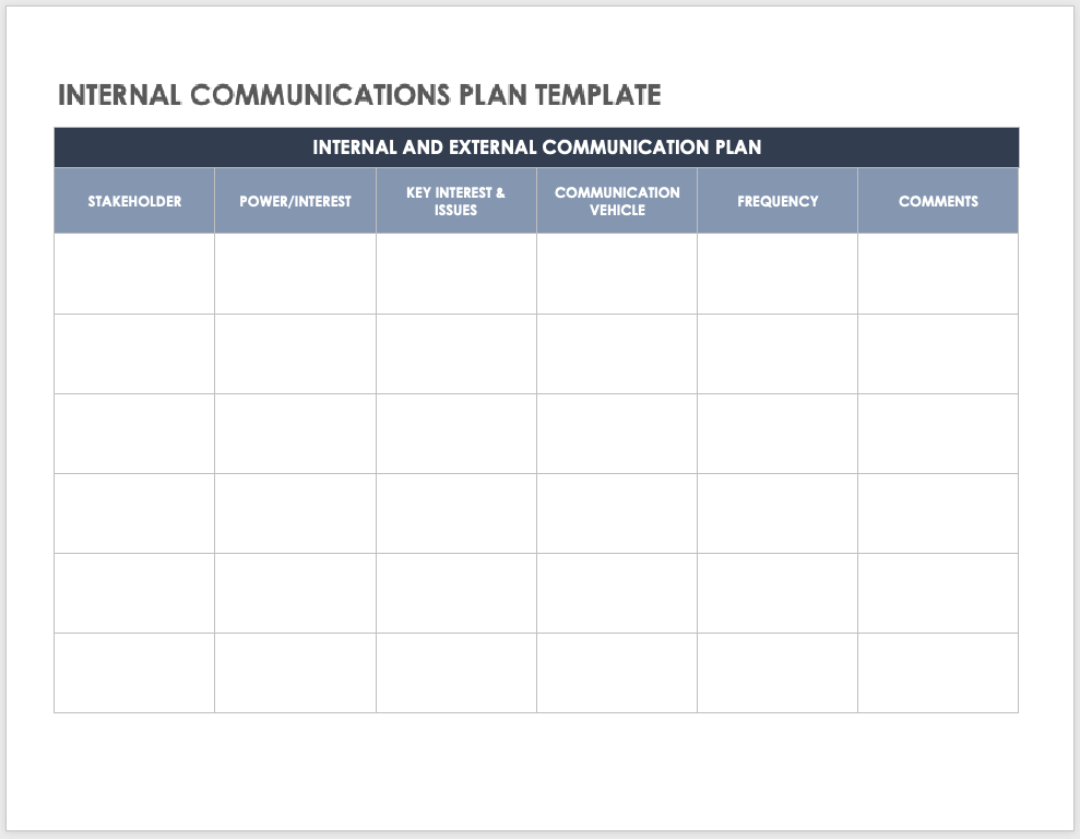 internal communications plan template