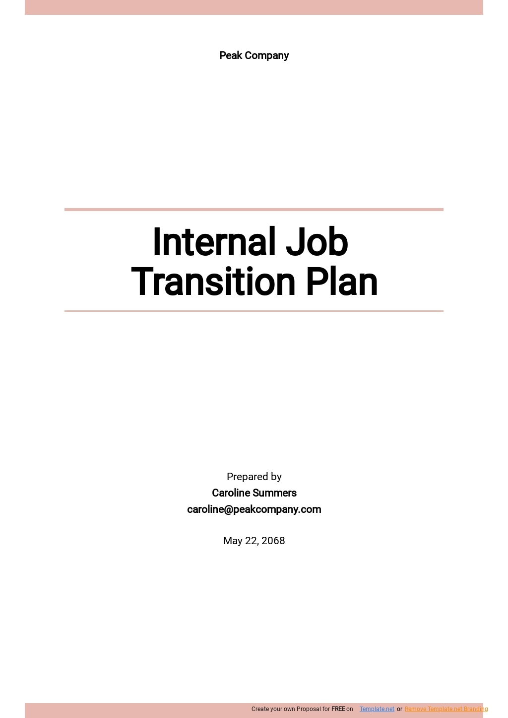 Internal Job Transition Plan Template Google Docs Word Apple Pages 