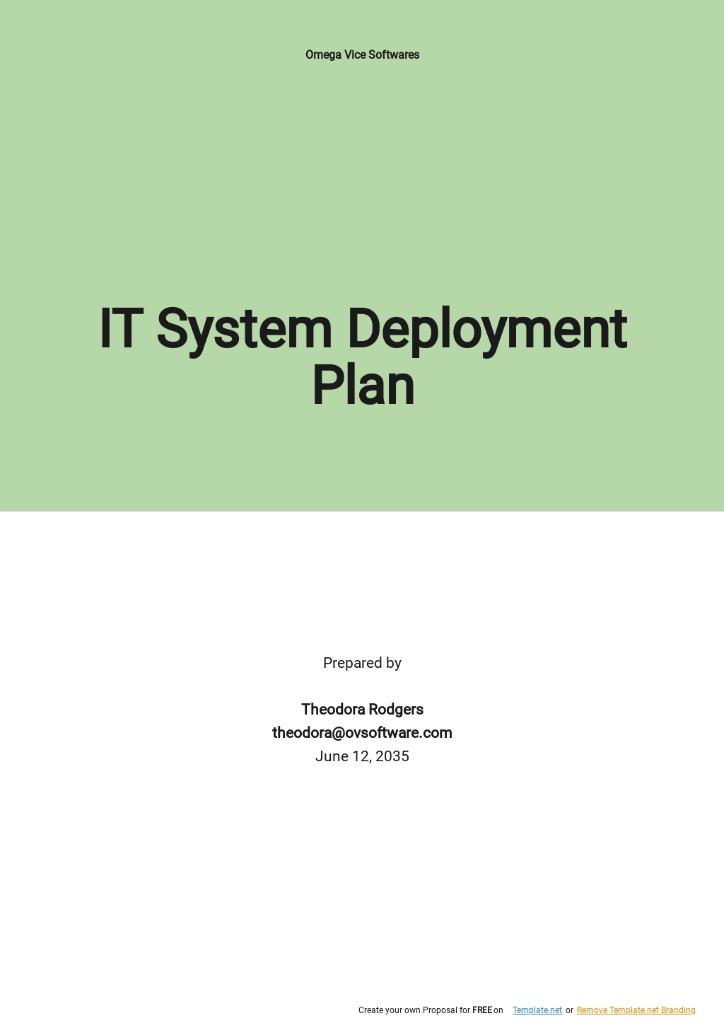 IT System Deployment Plan Template Google Docs Word Apple Pages 