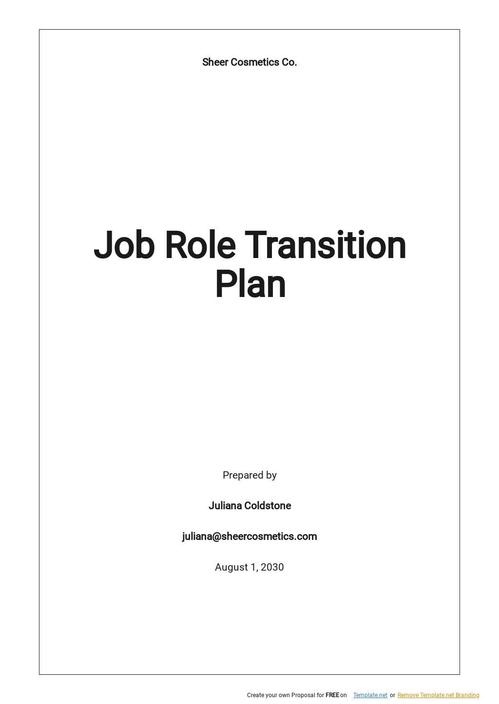 Job Role Transition Plan Template Google Docs Word Apple Pages 