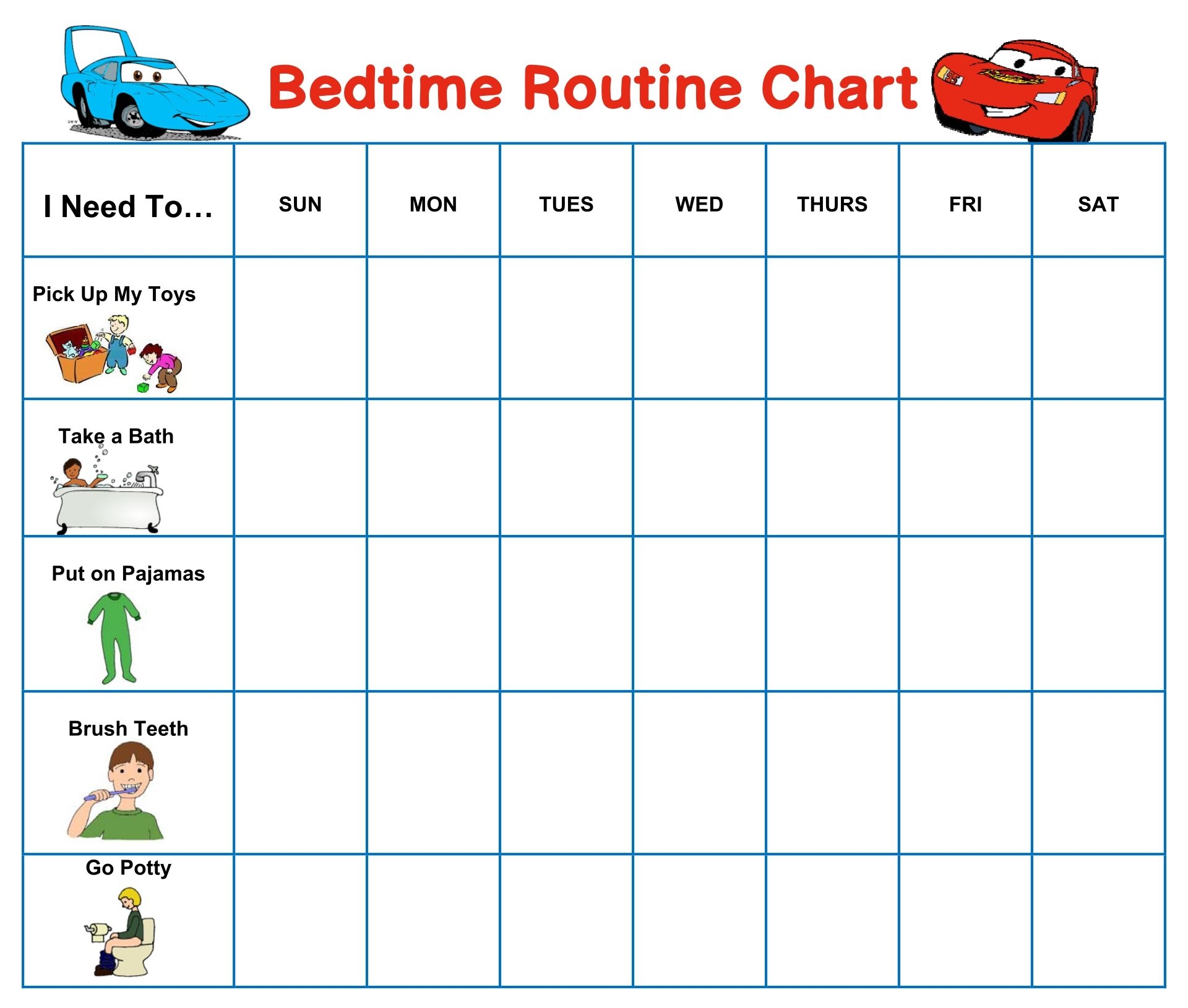 Kids Bedtime Routine Chart 10 Free PDF Printables Printablee