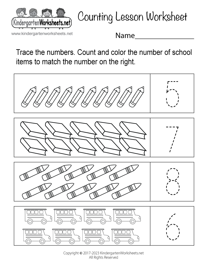 math worksheets for kindergarten counting