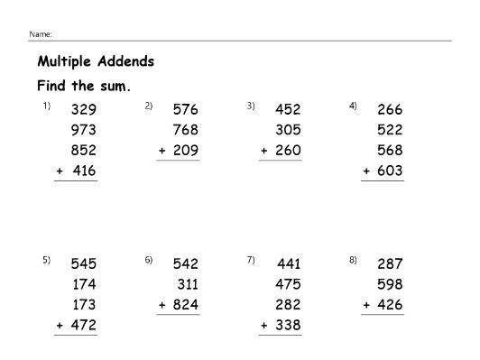 practice math worksheets