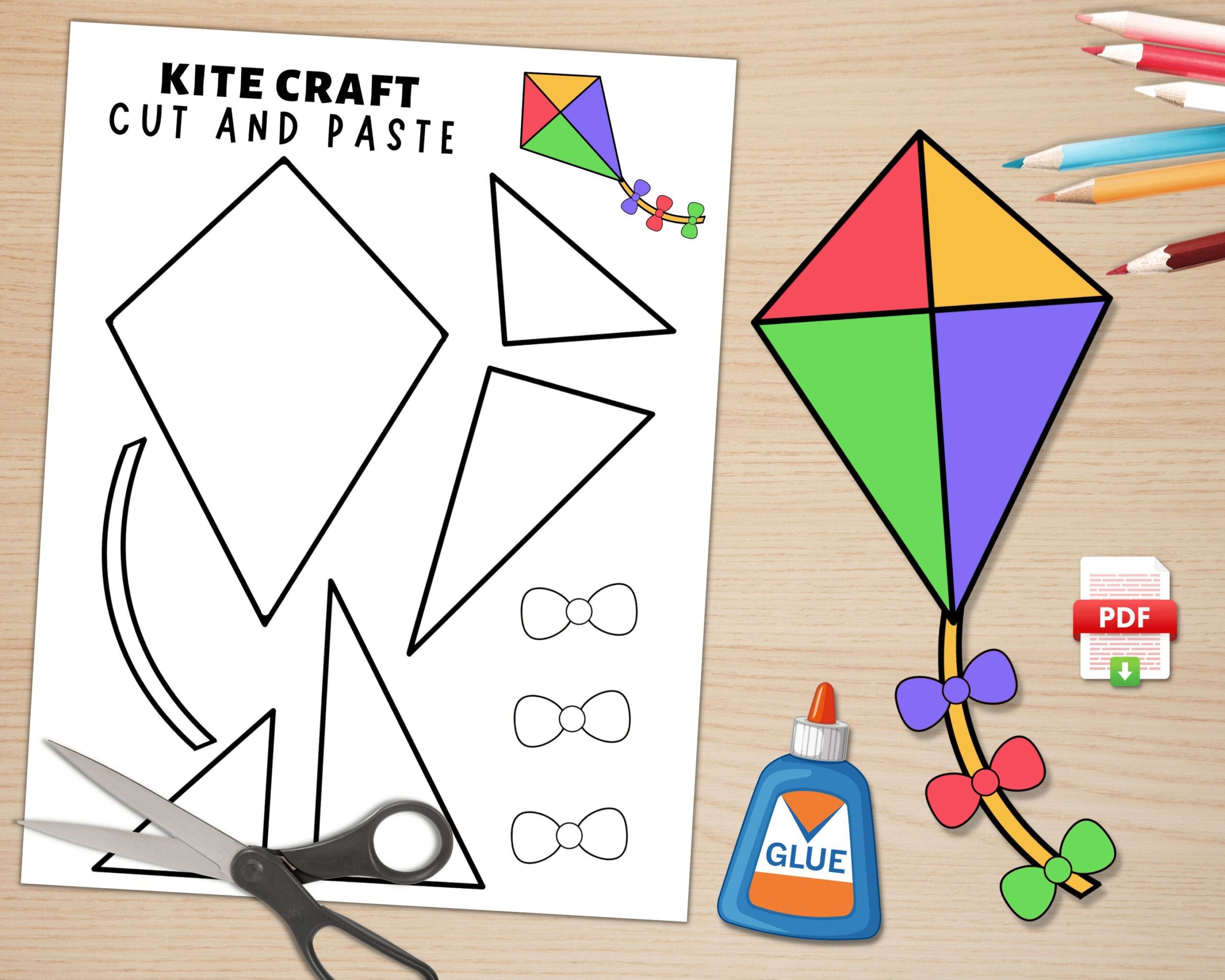 printable kite craft template