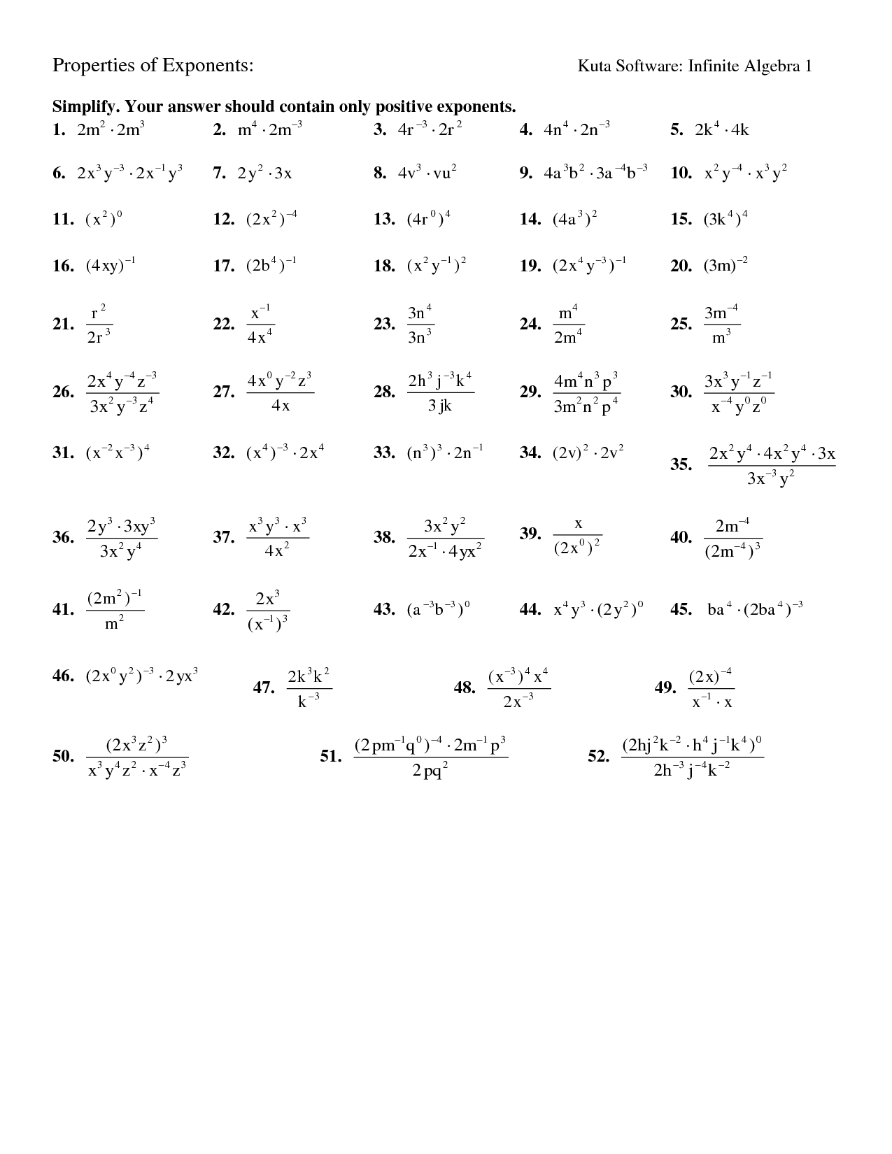 Kuta Math Worksheets Free Printable