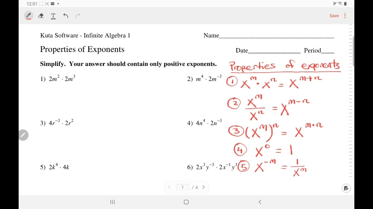 Kuta Software Algebra 1 Properties Of Exponents part 1 IngWan