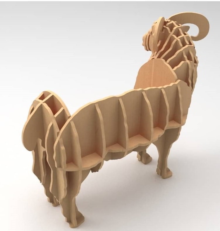 Laser Cut 3D Wooden Puzzle Animal Shelf Template DXF File Vectors File