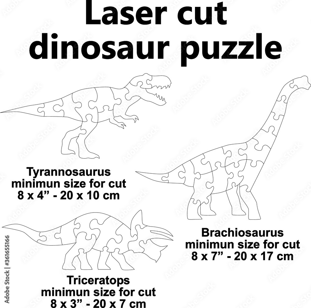 Laser Cut Dinosaur Jigsaw Puzzle Vector Design Template Stock Vector 