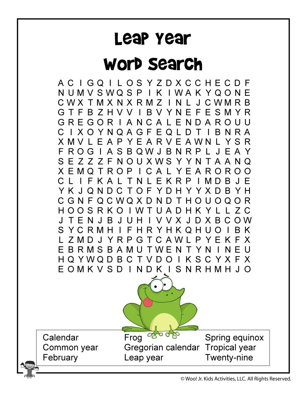 Leap Year Word Search Woo Jr Kids Activities Children 39 s Publishing