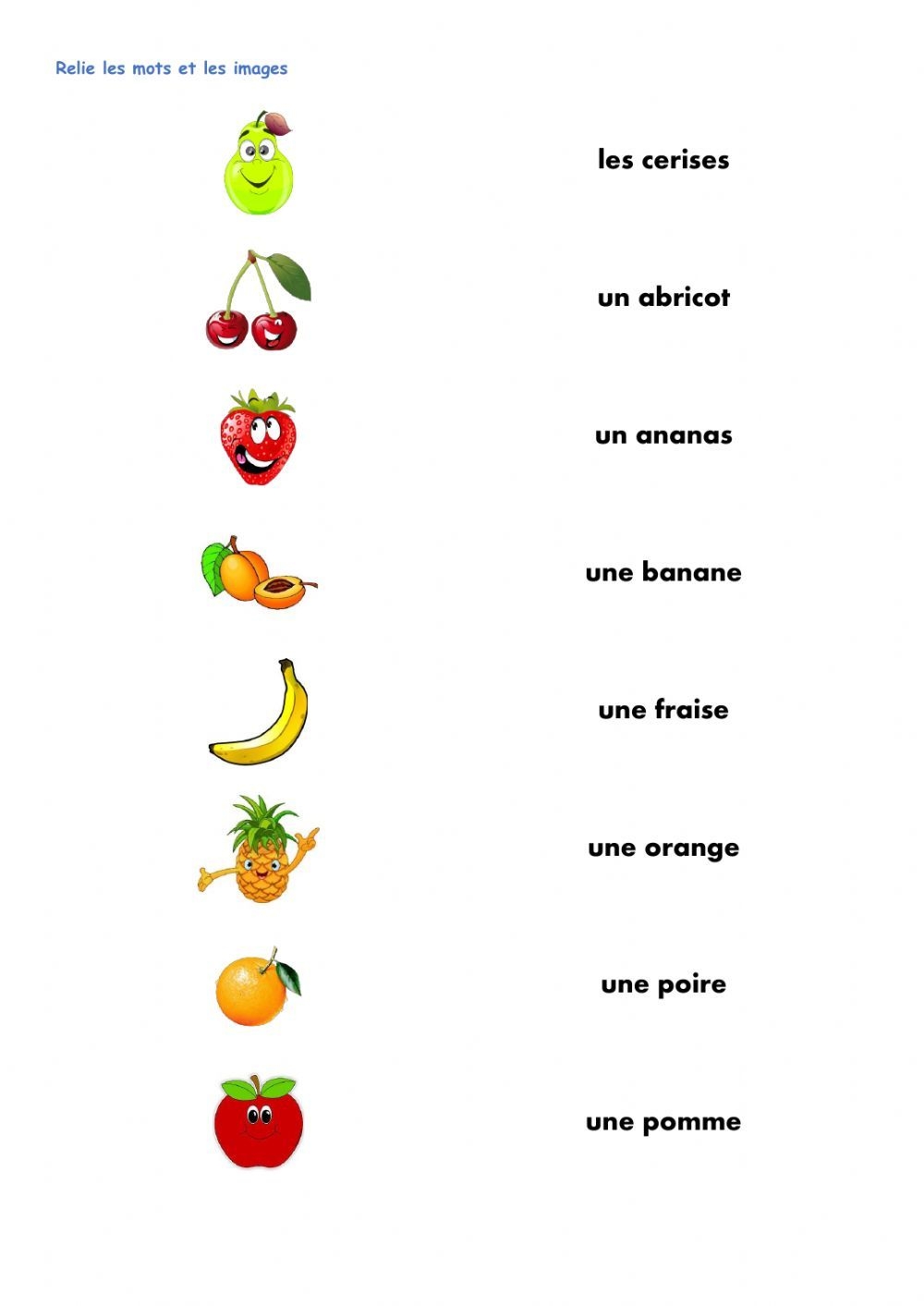 Les Fruits Online Activity For Primary Students